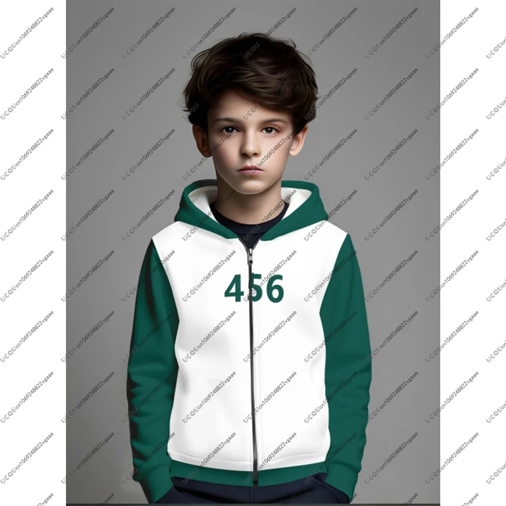سترة بغطاء للرأس بسحاب للأولاد والبنات سترة جريئة بأرقام 456 تصميم غير رسمي ملابس خروج للأطفال ملابس خارجية عصرية للخريف بلوزات عصرية