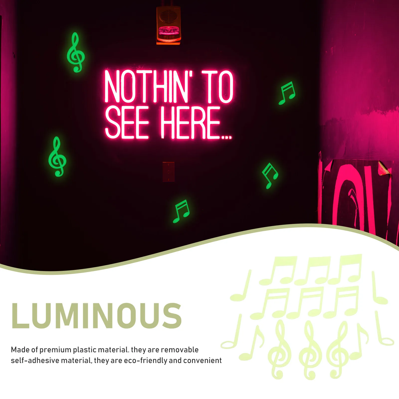 

1Set Luminous Music Note Wall Decals Premium Plastic Glow in Dark Removable Kids Room Bedroom Decor Creative Night Light Wall