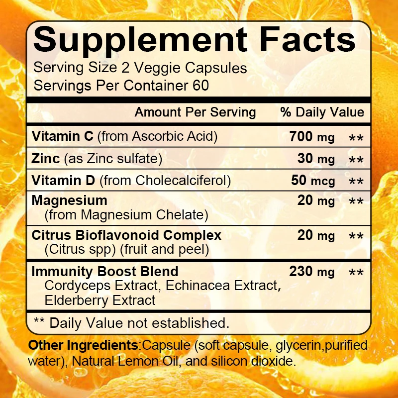 Vitamin C - 1000 mg, 120 Kapseln, Immunsystem und Kollagen verstärker, hoch resorbierbares fettlösliches Vitamin C, Haut vitamin