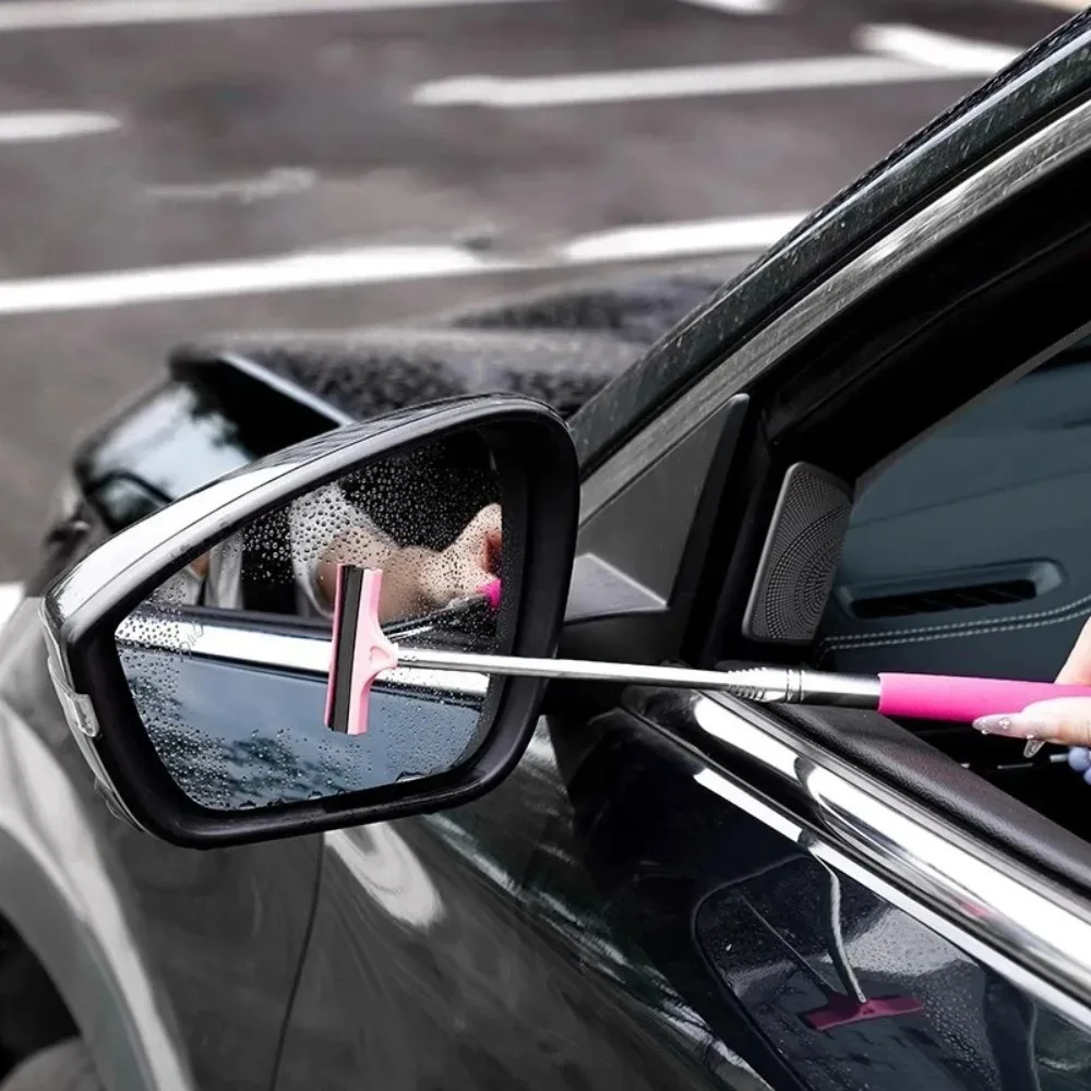 Limpiador de Espejos Retrovisores de Coche, Mini Limpiaparabrisas Telescópico Portátil, Herramienta de Limpieza de Vidrios para Automóviles