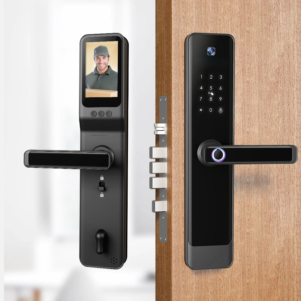 

Hot-selling Smart Tuya Real-Time Video Call Camera Biometric Fingerprint Lock With Big Screen Digital Viewer