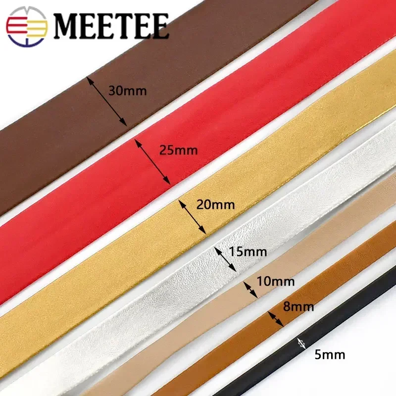 5M Meetee 5-30mm PU Leather Ribbon Bag Strap Handbag Decor Cord Chocker Necklace Rope Belt Tape DIY Sewing Clothing Accessories