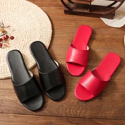 PU leather Women's Summer Indoor Slippers Japan Style Anti-Skip Home Shoes Beauty Salon Mute Slippers Try-On Room Slippers