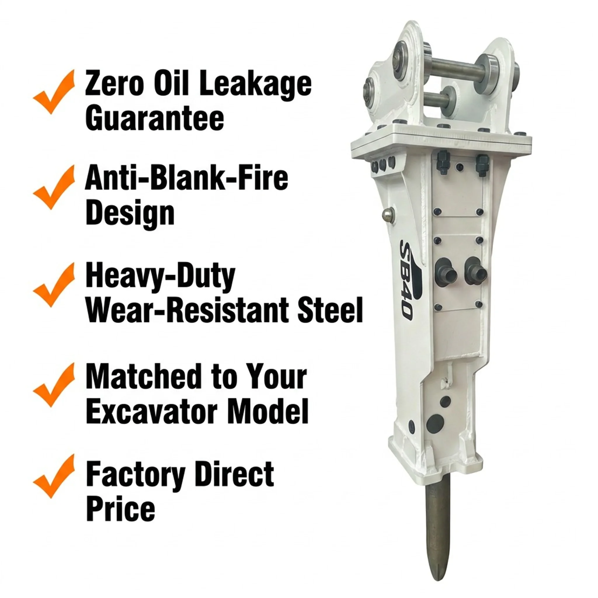 SB40 Rock Splitting Quarry Hydraulic Breaker Hammer for 4-7 Ton SY45 SY50 SY55  Attachments Parts