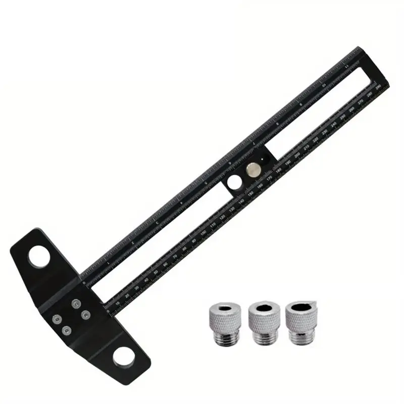 Aluminum Alloy Scriber Marking Gauge With 6/8/10Mm Drill Sleeves 2 In 1 Drilling Positioning Scoring Ruler 30Cm