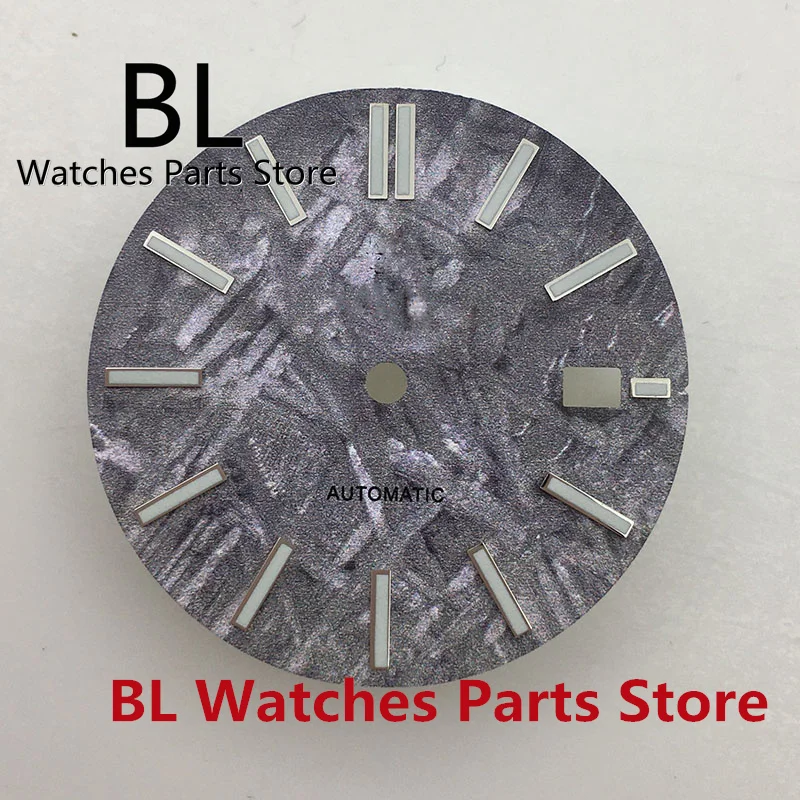 BL 31mm Watch Dial Grid Checks Design Luminous Black Silver Fit ETA 2836 2824 Mingzhu DG2813 3804 Miyota 8205 8215 821A movement