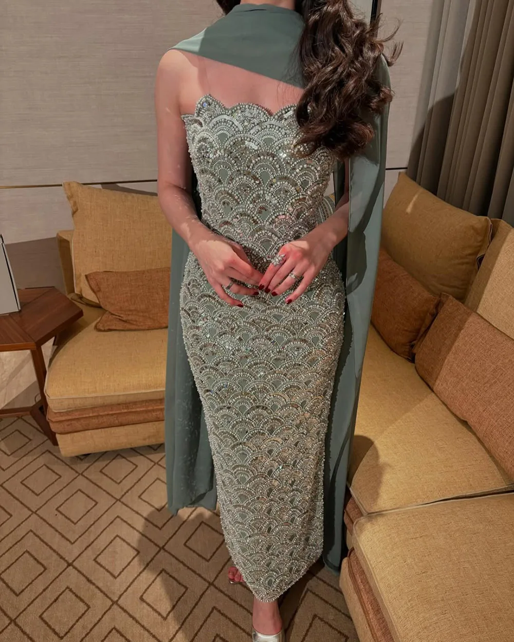 Elegante strapless zeemeermin avondjurk met parels voor dames 2025, luxe kralen, lange formele prom bruiloft jurk op maat