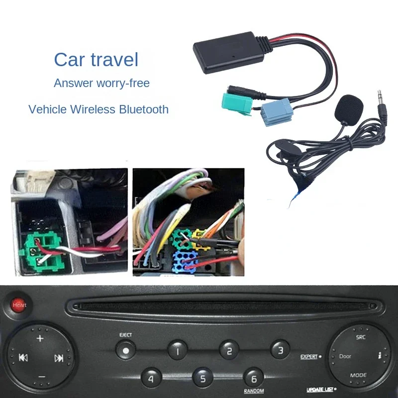 Car Bluetooth 5.0 Aux Cable Microphone Handsfree Mobile Phone Calling Adapter for Renault Megane 2 Updatelist Radio 8-pin+10-pin
