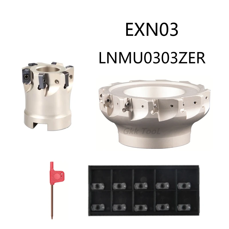 

EXN03 40-22-6T Фрезерная головка с ЧПУ с быстрой подачей, диаметр ручки 40/50/63/80/100 мм, 10 шт. LNMU0303ZER, лезвие вставки