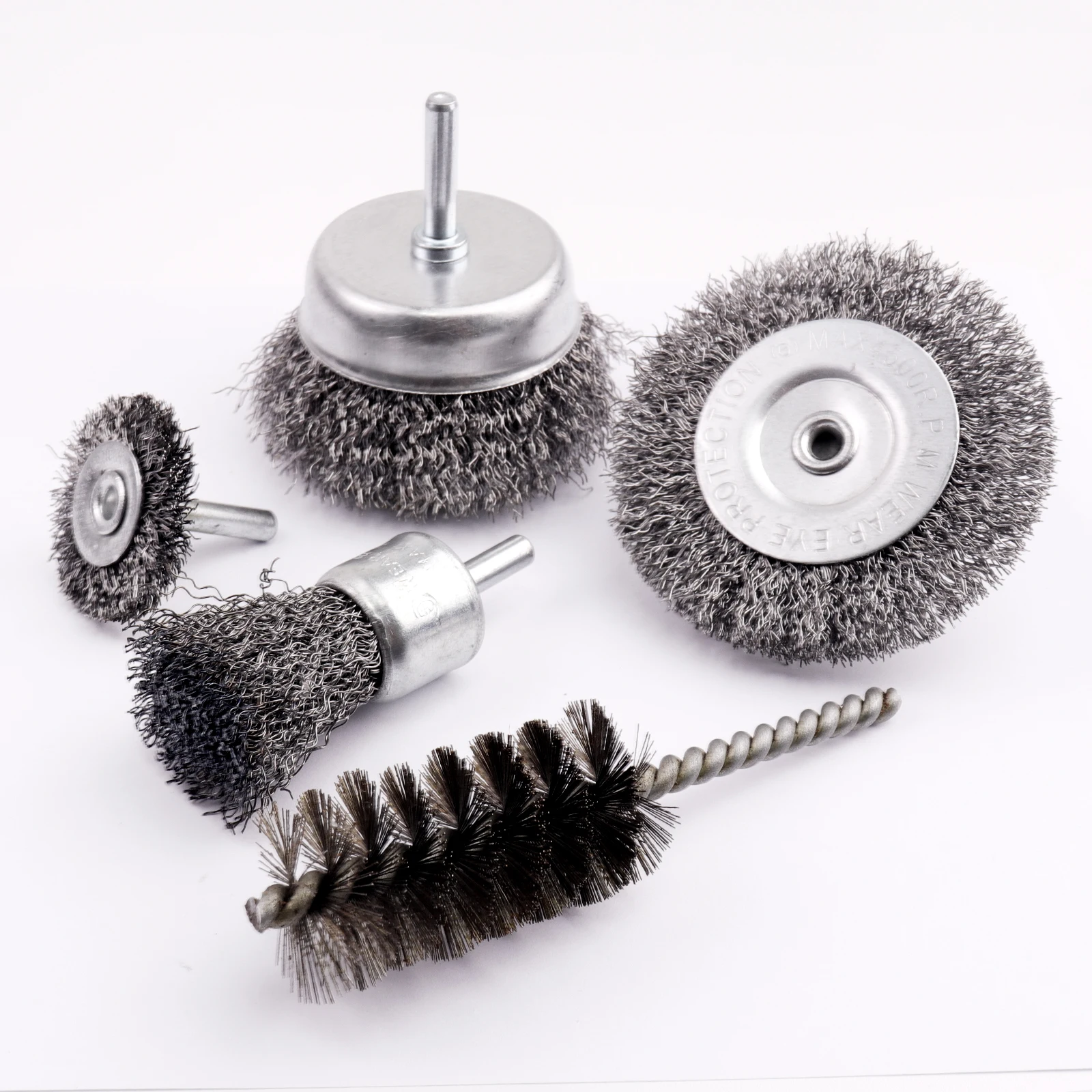 5-teiliges Stahldrahtbürsten-Set, Reinigungsbürsten für Bohrmaschinen, Metallrost-Entfernungs- und Polierscheiben für DIY