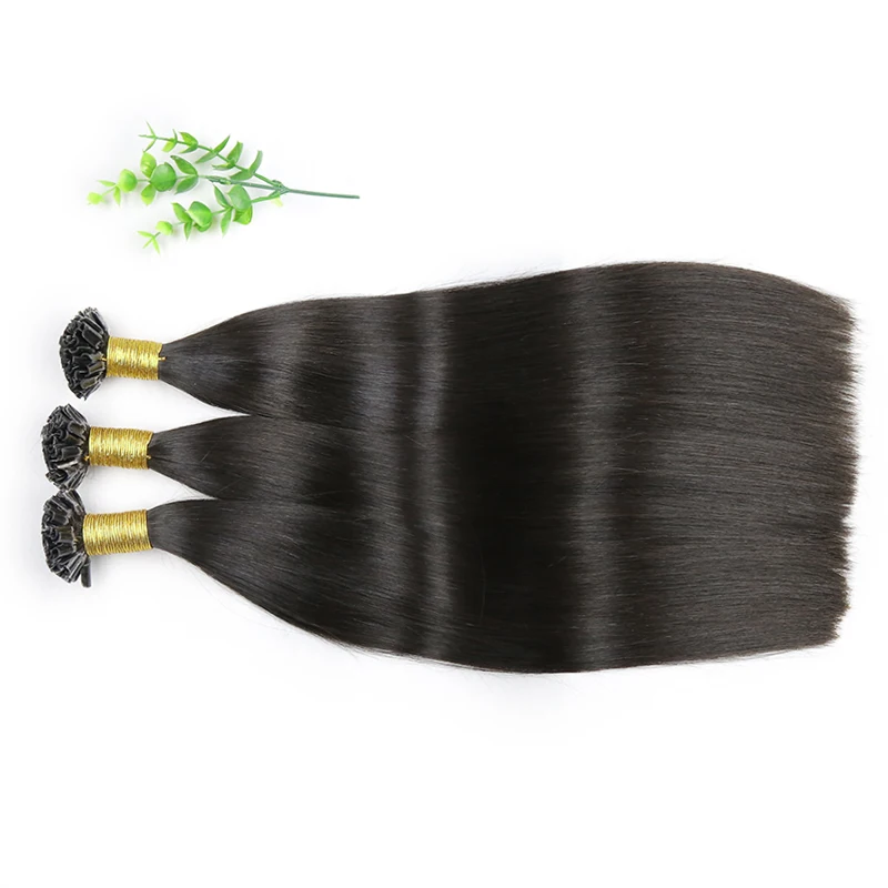 Wholesale U Tip Hair Extension Human Hair Natural Color Russian Human Nail Tip Hair Extensions For White Women