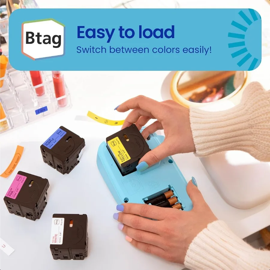 شريط ملصقات Ptouch Btag BTAG01 0.47 بوصة × 13.1 قدم أبيض على أسود شفاف على أبيض وأبيض على أسود 3 عبوات