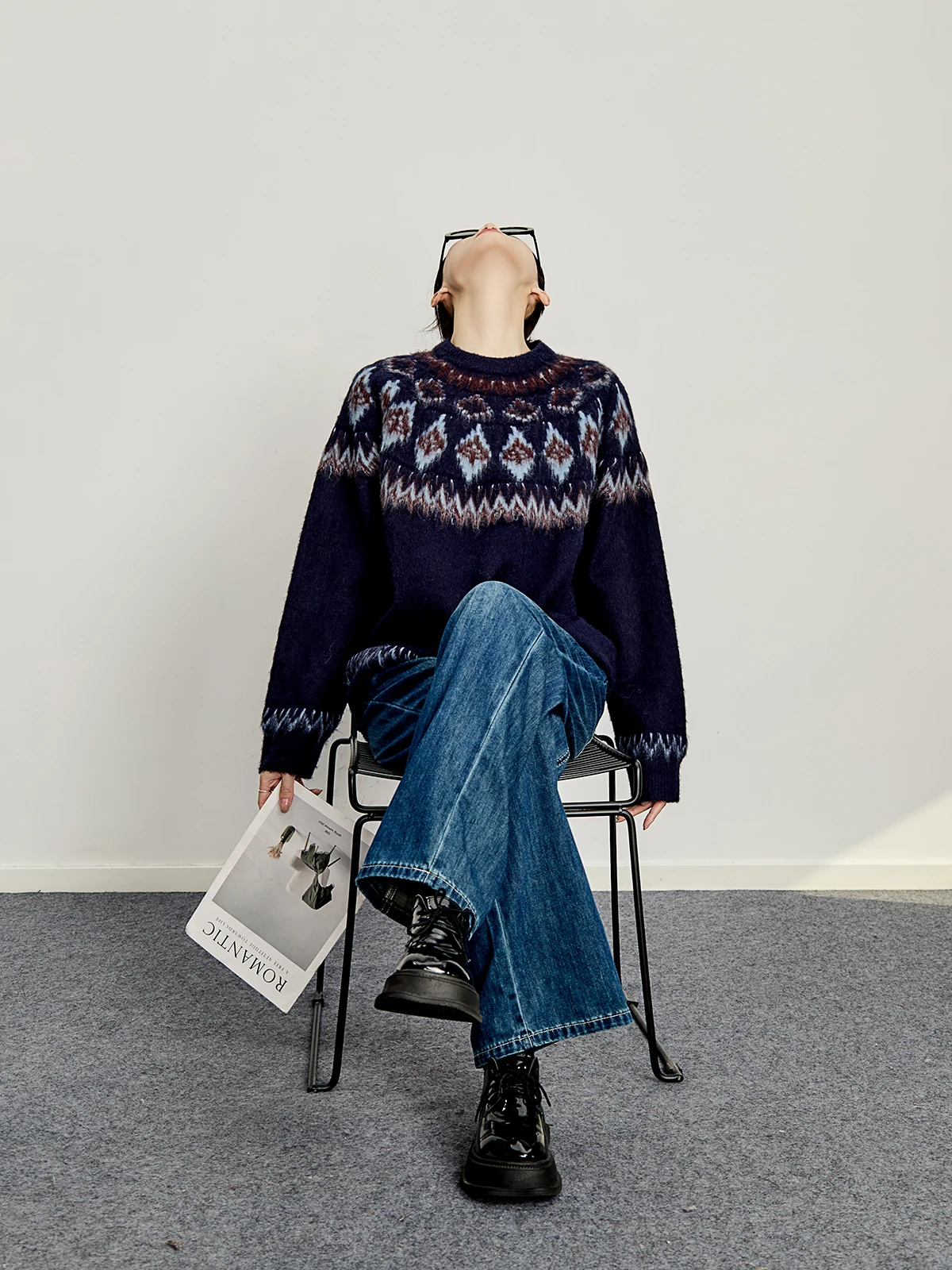 

Женский вязаный свитер Guuli с круглым вырезом, узором Fair Isle, зимний, новый, свободного кроя, с длинными рукавами, из полиэфирного волокна