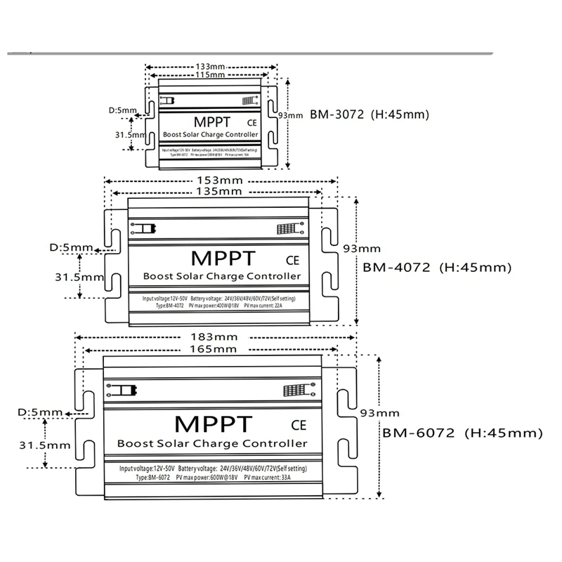 Smart-LCD BM3072 300 واط MPPT الشمسية جهاز التحكم في الشحن شاحن بطارية 24/36/48/60/72 فولت دفعة