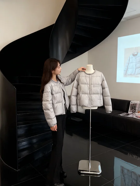 

Korean Sle ort Thiened Warm White Cotton Jaet Winter Clothes Small Size Coat Commute Sle Regular Sve Long Zipper