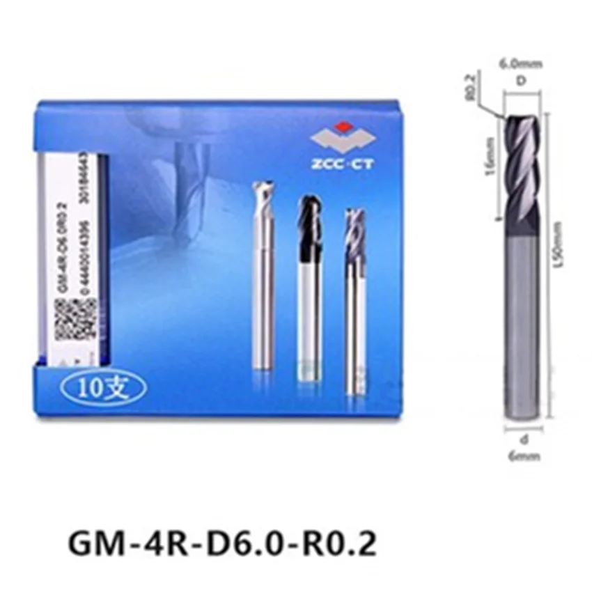 GM-4R-D6.0R1.0 ZCC.CT GM-4R Four edge circular arc end mill D6.0R1.0*6*16*50 4F Corner Rounding End Mills 4 Flutes End Mills