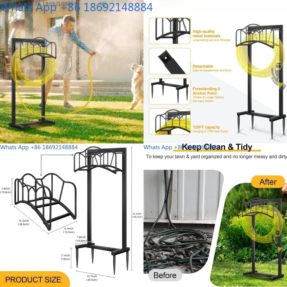 

Heavy Duty Metal Garden Hose Stand Upright Detachable Water Pipe Storage Rack Outdoor