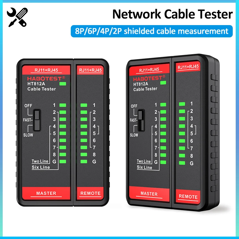 Cabo de Rede Testador Lan Fio Rede Linha Telefone Detector Rastreador Ferramenta Teste Led Indicador Ht812a Rj45 Rj11
