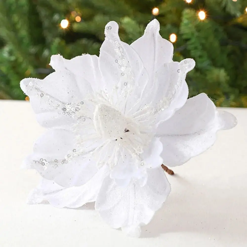

22cm DIY Christmas Flower Pendants Cloth Multi-layer Simulated Xmas Flower Handmade Xmas Tree Oranments Wedding
