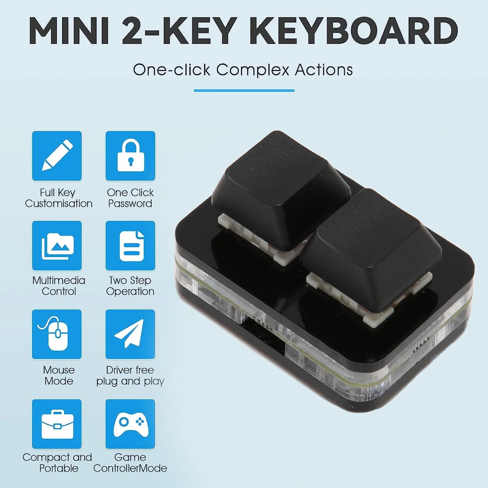 USB 2 Key Mini Keypad Custom RGB LED Backlight Macro Programming Keyboard for Windows for OS X for Linux 2 Keys Mini Keypad