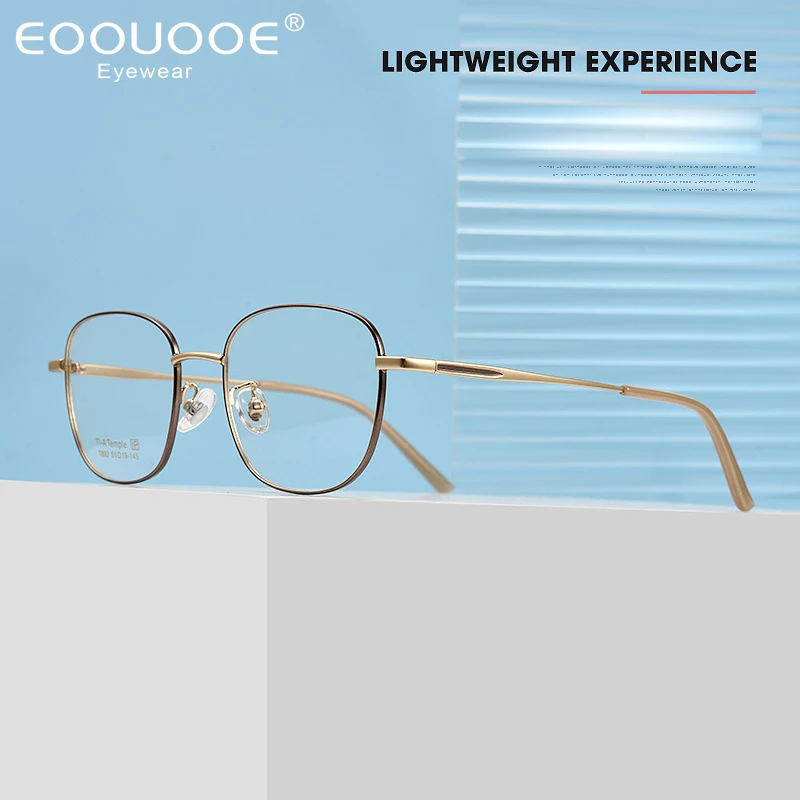 

51mm Titanium Glasses Frame Retro Eyeglasses Women Men Myopia Reading Optical Blue Light Prescription Eyewear Anti-Reflection