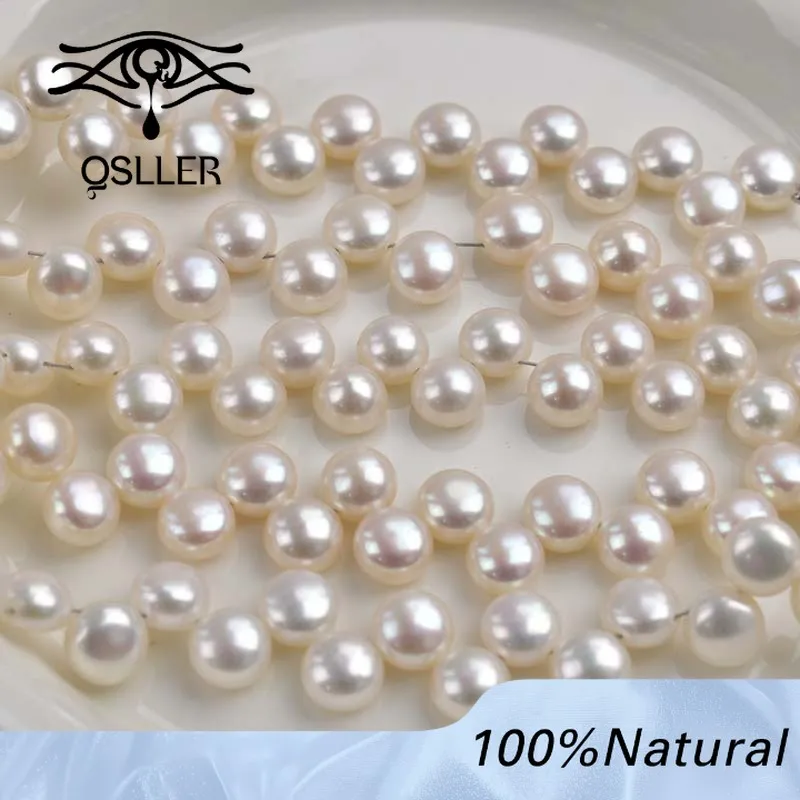 

Натуральные пресноводные жемчужины 8-9 мм, бусины-хлебцы для изготовления ювелирных изделий, аксессуары для рукоделия, ожерелья, браслеты для женщин и мужчин
