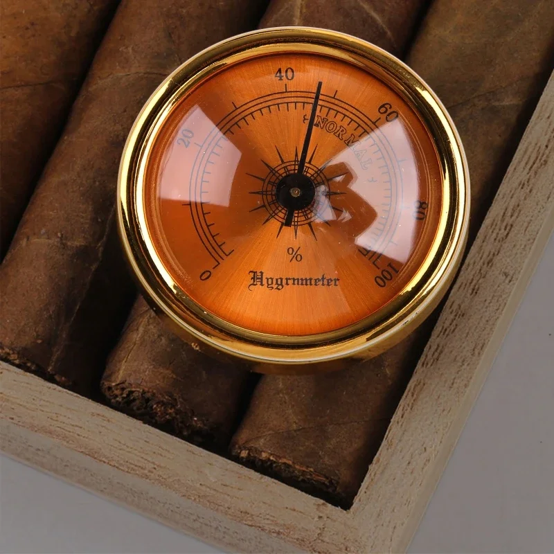 Cigar Hygrometer Cigar Humidifier Round Hygrometer for Tobacco Moisturizing Increased Humidity for Cigar Box