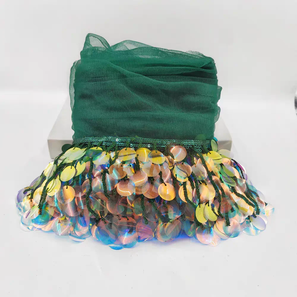 

10 Yards 10cm Wide Sequins Fringe Trim Assorted Colors Red Blue Black Champaign Pink White for Dress Costume Fashion Lace