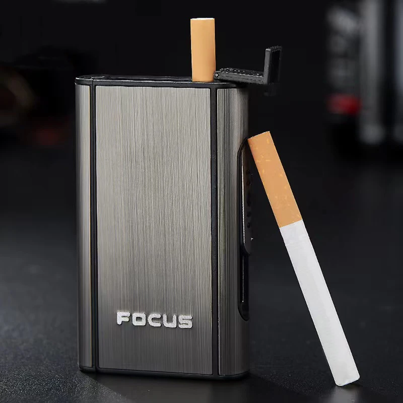 FOCUS Ejection Holder Male Gadgets Windproof Aluminium Alloy Smoke Boxes Creative Fashion Automatic Cigarette Case