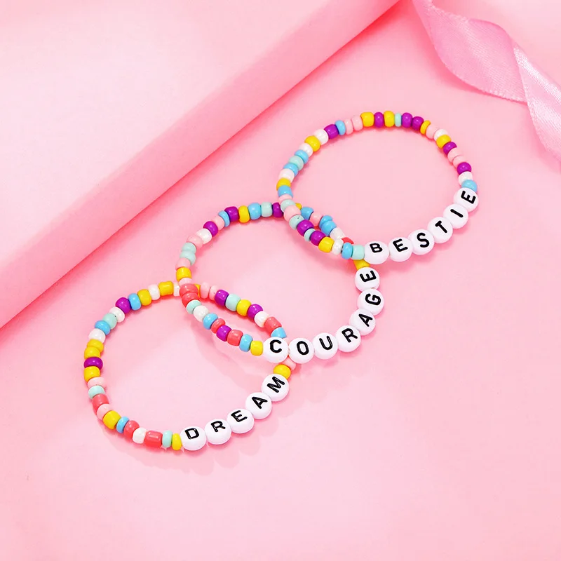 Fashion Children Letter Beaded Bracelet Colored Clay Charm Rope Chain Energy Bracelet DIY New Jewelry 2023 for Women Kids Gifts