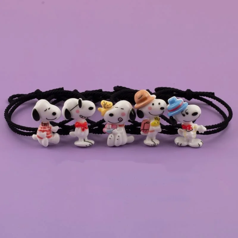 New Snoopy Cartoon Headband Kawaii Small Rubber Band Cute Hair Accessory for Girls Convenient Headband Gift for Office Workers
