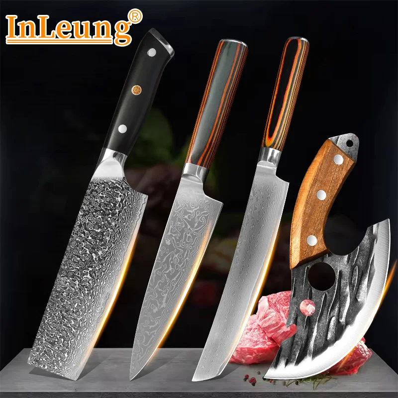 Japanese Style Damascus Steel Slicing Knife Ultra Sharp Boning Knife Butcher Knife for Meat Vegetable Fish Home Kitchen Cooking