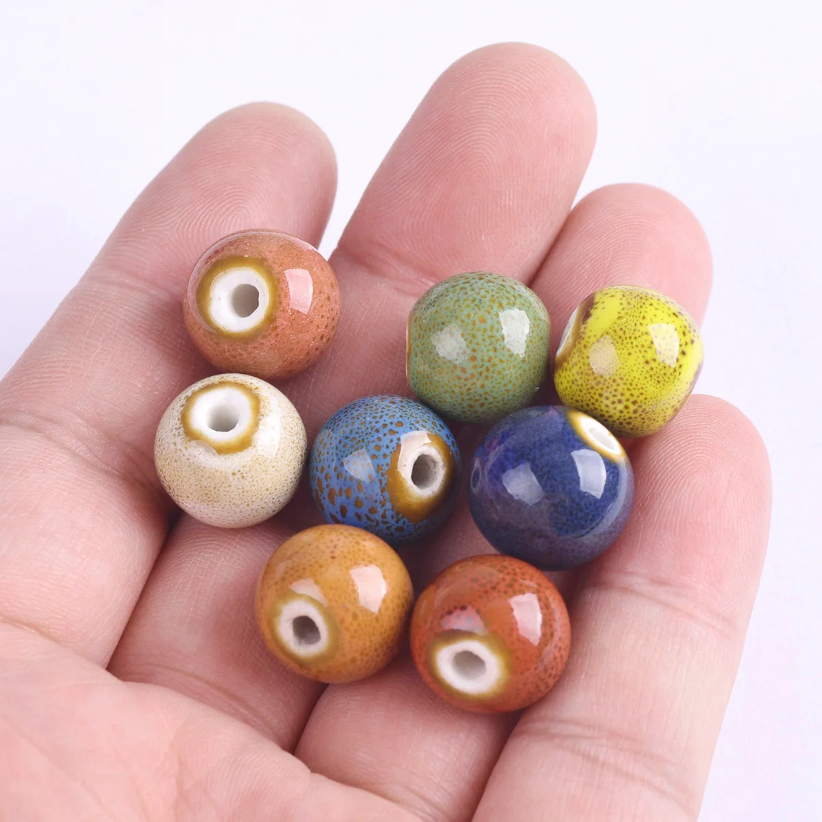 5pcs Big Round 18mm~19mm Fancy Glaze Ceramic Porcelain Loose Beads For Jewelry Making DIY Bracelet Findings