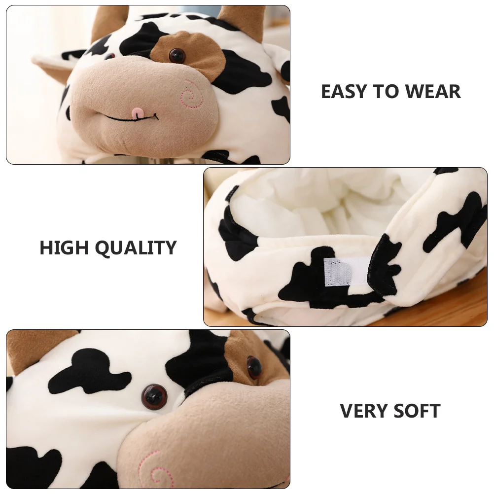 

1pc Cow Head Hat Soft Easy Wear Masquerade Party Carnival Festival Role Play Dance Performance Photo Prop Party Hat Costume