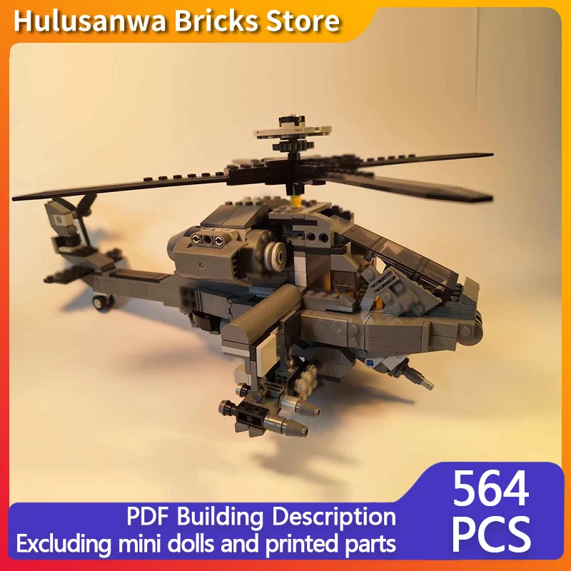 

Helicopter AH-64 Apache Model MOC Building Bricks War Equipment Modular Technology Gifts Holiday Assemble Children Toys Suit