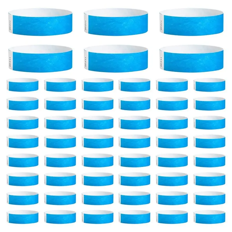 

ABRE-1000 Pcs Paper Wristbands Neon Event Wristbands Colored Wristbands Waterproof Paper Club Bands (Blue)