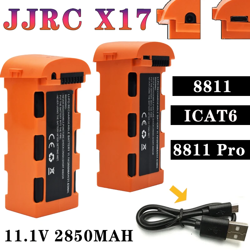 

JJRC X17 Drone Battery 11.1V 2850MAH For 8811 8811Pro ICAT6 RC Drone Lipo Battery GPS RC Quadcopter Spare Parts Accessories