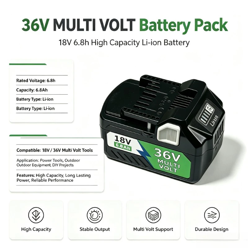 For Hitachi HiKOKI 36V 6.8Ah High Capacity Li-ion Rechargeable Replacement Battery for BSL1860 BSL1840 DS18DSL Power Tools
