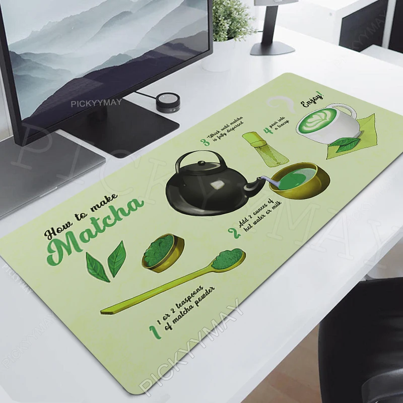 Matcha Locking Edge Mouse Mats Large  Rubber Mouse Pad Gaming Mousepads Gamer Mousepad Green Desk Pads  Keyboard Mat 120x55cm