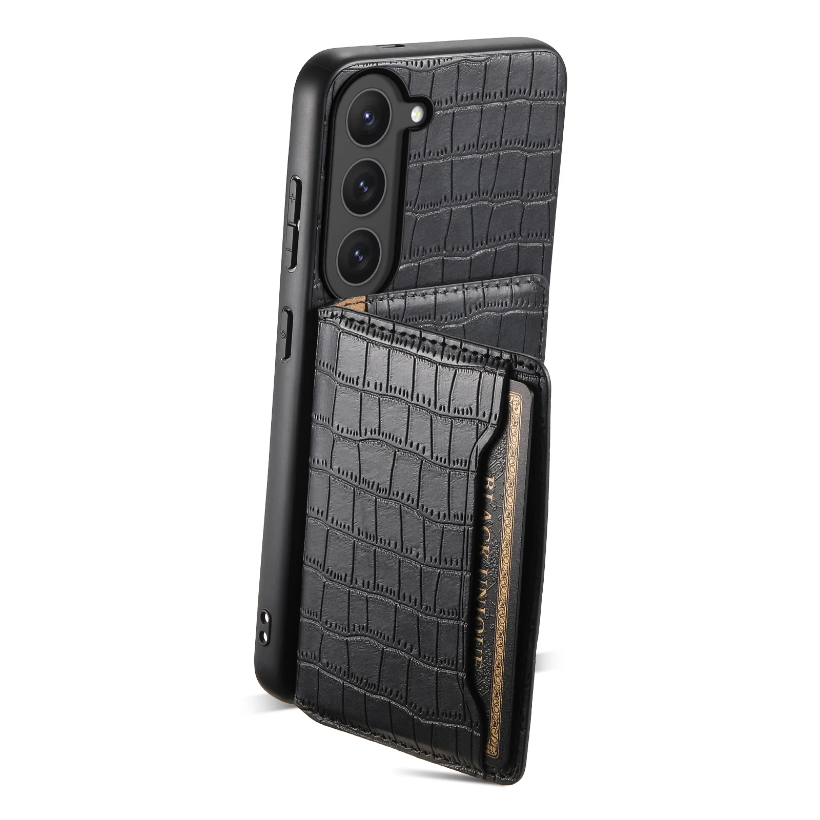 Luxury Crocodile Pattern Card Holder Case for Samsung Galaxy S23 S24 Plus Ultra FE A15 A25 A35 A55 5G Stand Bracket Cover