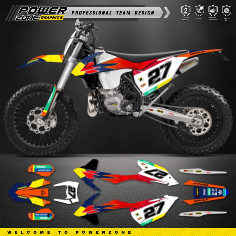 PowerZone Custom Team Graphics Backgrounds Decals Stickers Kit For KTM SX SXF MX 16-18  EXC XCW Enduro 17-19 125 to 500cc 132