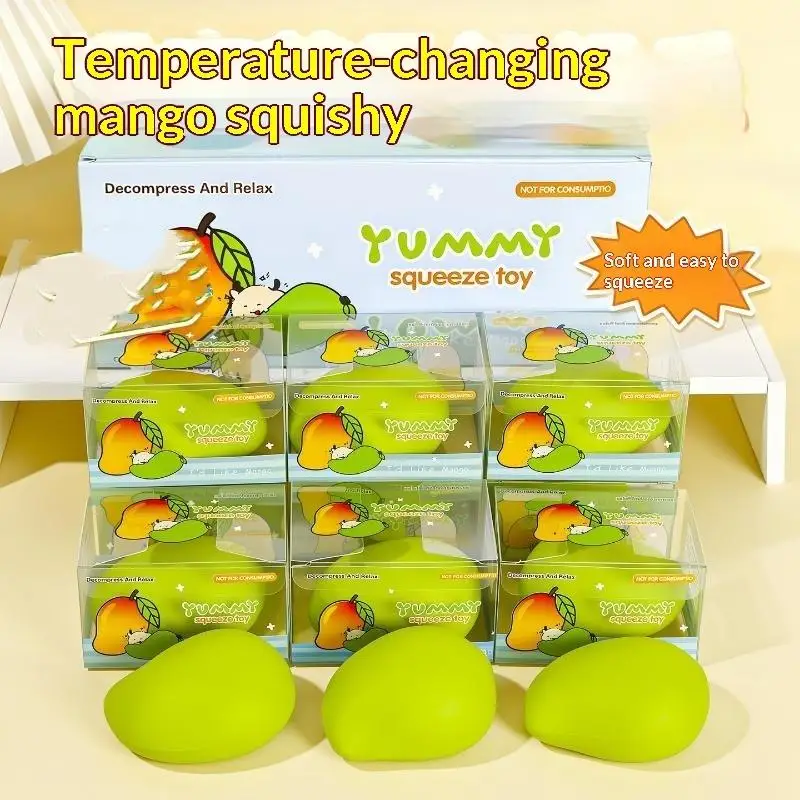 【BS】Color Changing Mango Squeeze Toy Soft ASMR Sensory Squeeze Ball Anti-Anxiety Stress Relief Toy For Adults