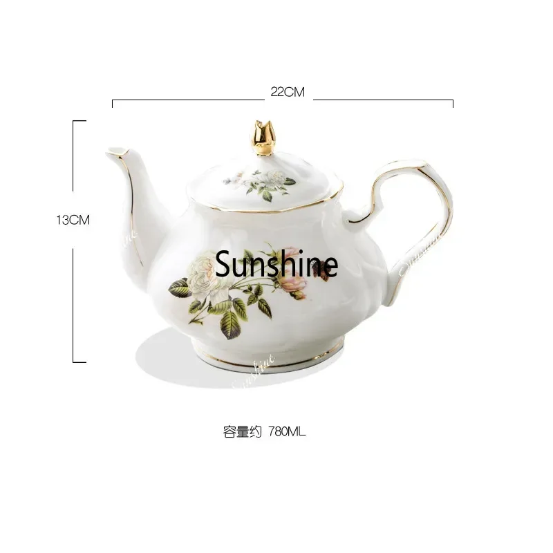 Bone China Coffee Set Camellia Style British Porcelain Tea Set Ceramic Pot Creamer Sugar Bowl Teatime Teapot Coffee Cup Mug Coff