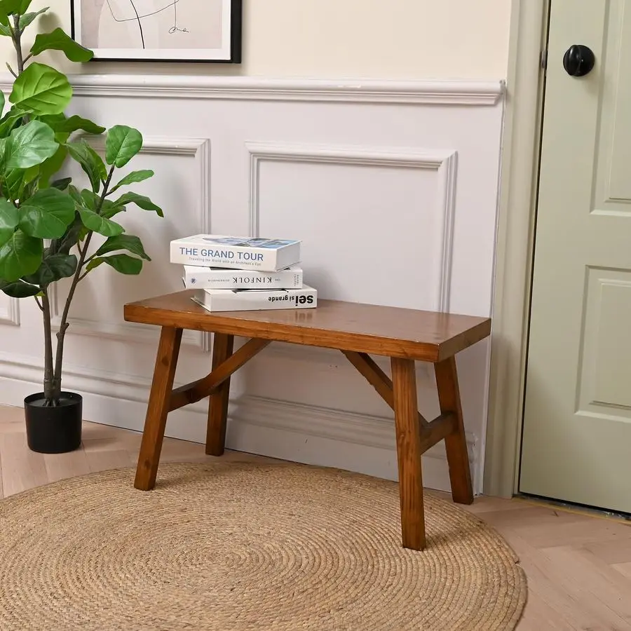 

Solid Wood Bench, 30 FarmhouseStyle Entryway Seating for Living amp Dining Room, Rustic Design, Natural Finish