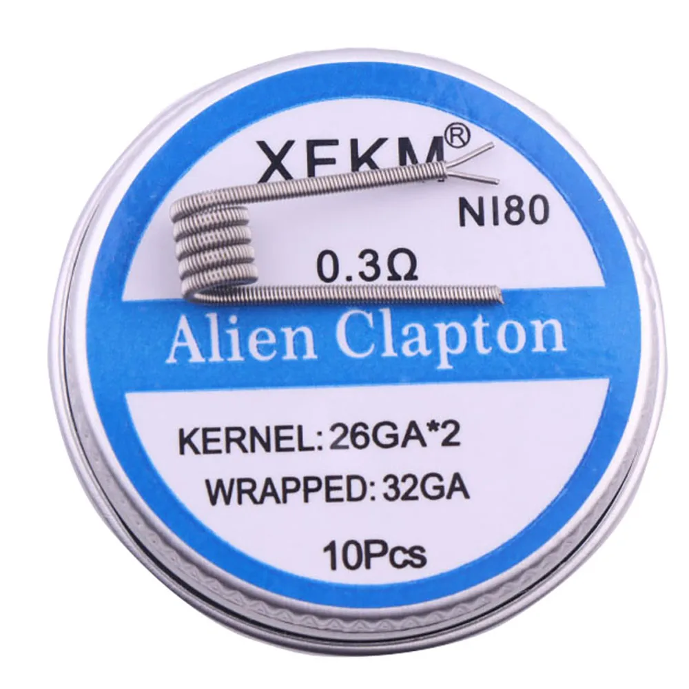 XFKM NI80 Alien Clapton Coil Flat Twisted Fused Clapton Quad Tiger Heating Wire Resistance coil