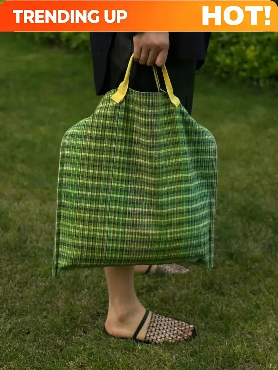 Women Tote Bag 2024 Vintage Plaid Striped Canvas High-Capacity Shoulder Bag Handbag Crossbody Office Lady Simple