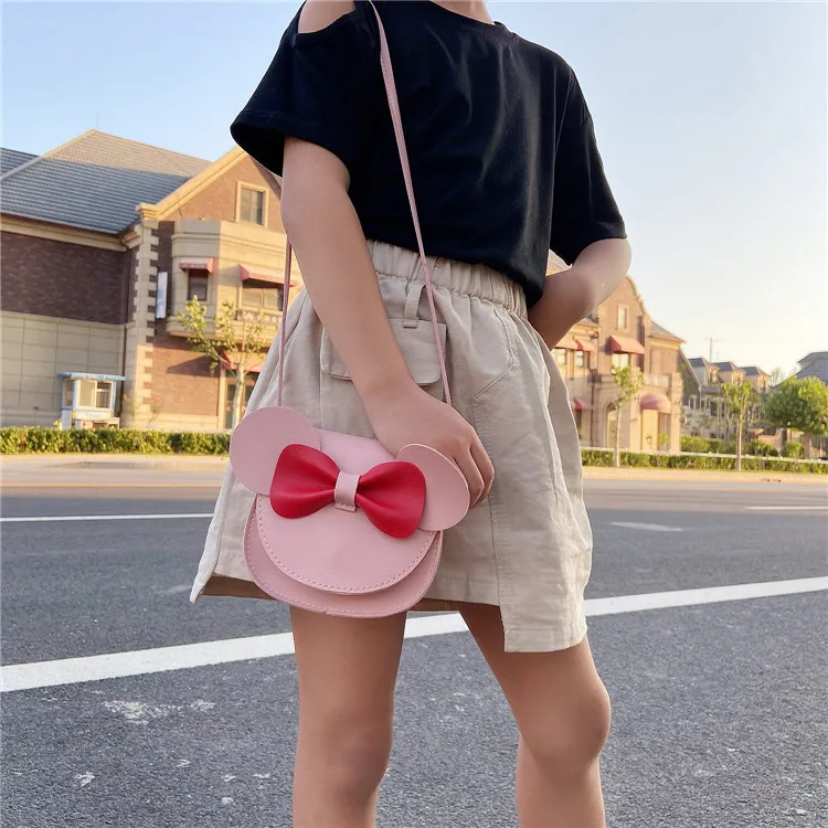 Lovely Children Bowknot Shoulder Bags Rainbow Color Baby Girls Small Coin Purse Handbags Big Cute Mouse Boys Kids Crossbody Bag