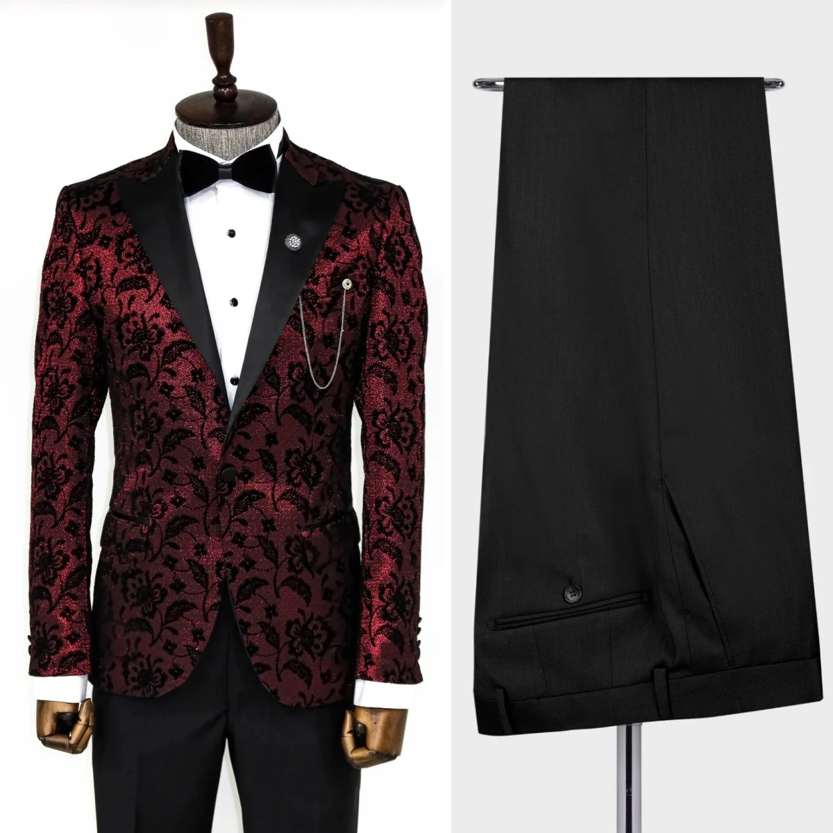 Modern Men's Wedding Suits 2 Pieces New Jacquard Blazer Pants Peaked One Button Banquet Performance Bridegroom Jacket Customized