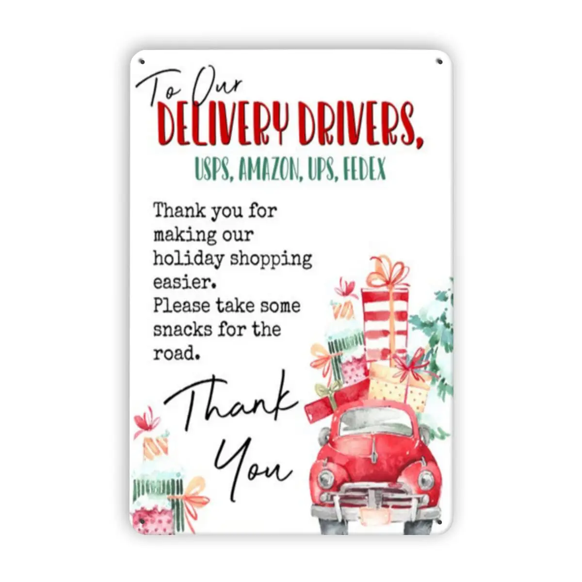 Delivery Driver Sign Delivery Driver Thank You Package Delivery Sign Mail Man Gift Driver Gift Holiday Sign Tin Signs For Kitche