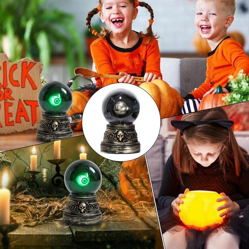 Halloween Crystal Ball Decoration Crystal Ball LED Gothic Decoration Battery Powered Crystal Ball Home Decor Ornaments image 2
